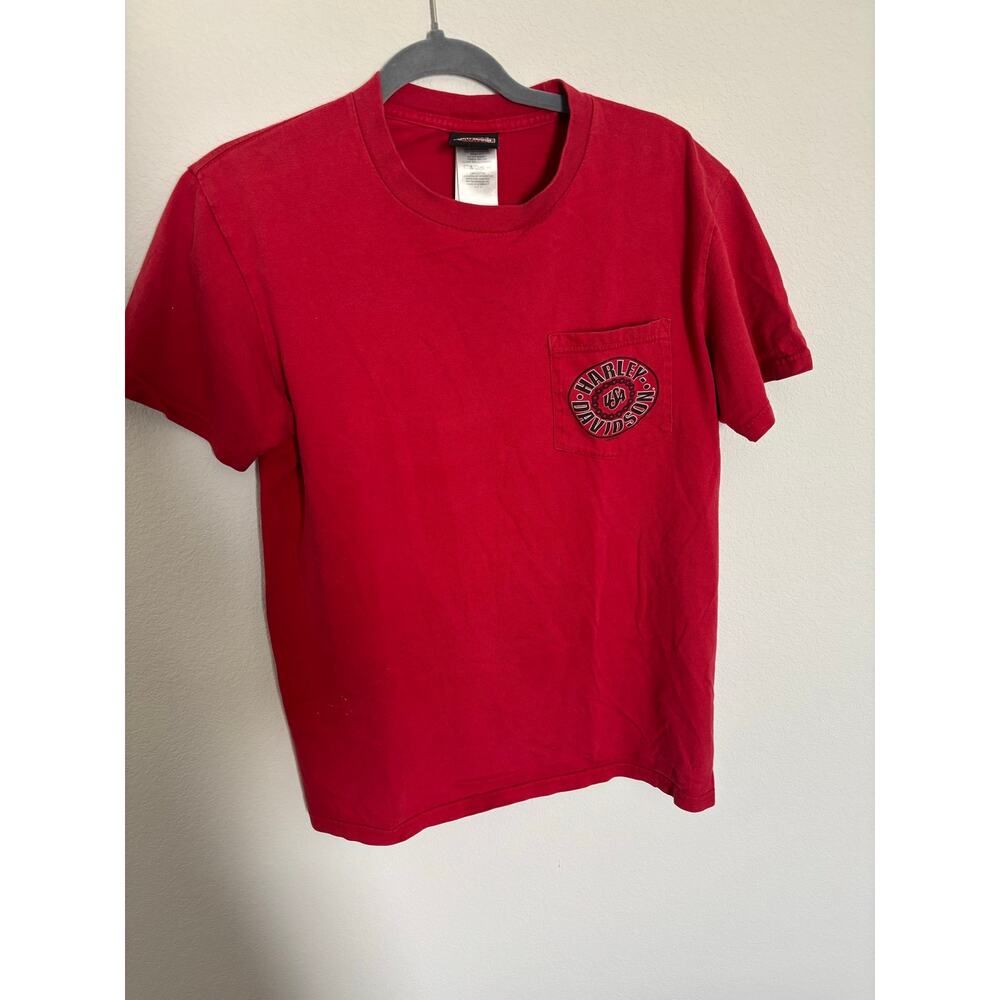 Harley Davidson Cape Cod MA Graphic Pocket Tee Red Motorcycle Shirt Mens M